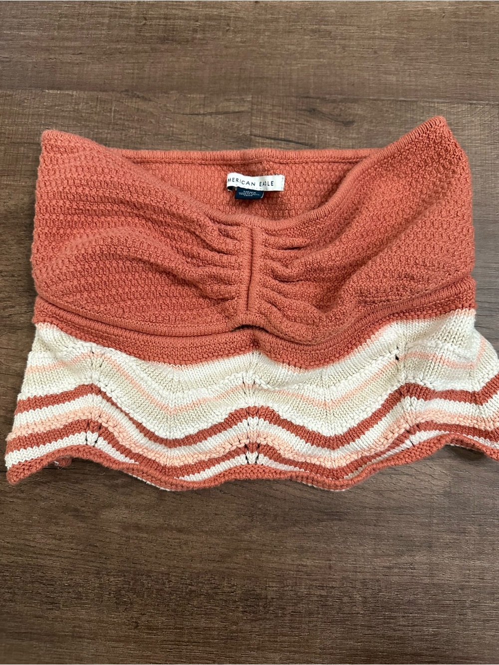 American Eagle Textured Strapless Knit Top - Coral